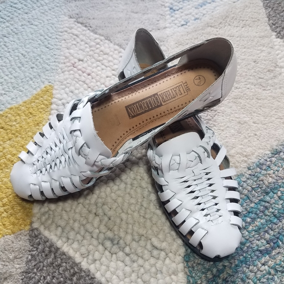 the leather collection Shoes - White Leather Collection Huarache Sandals 7.5